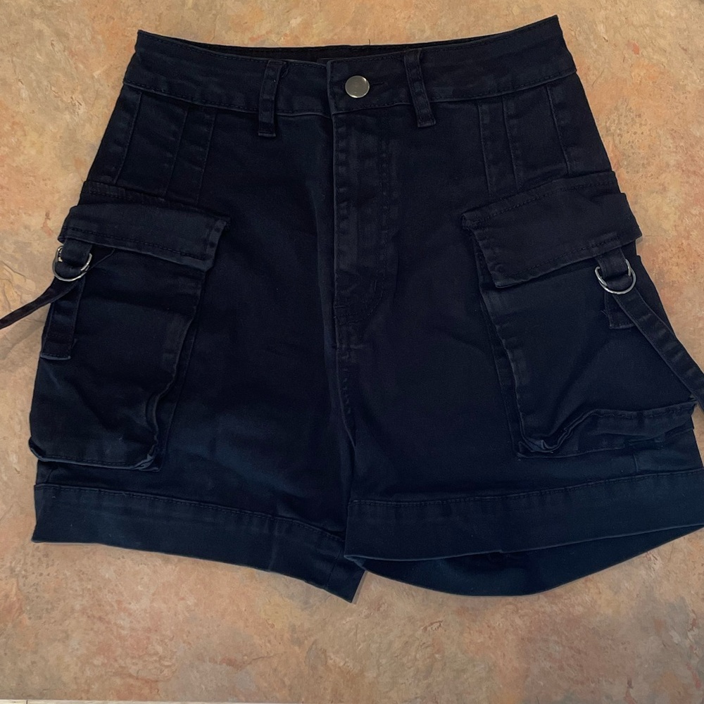 Black Cargo Pocket Shorts
